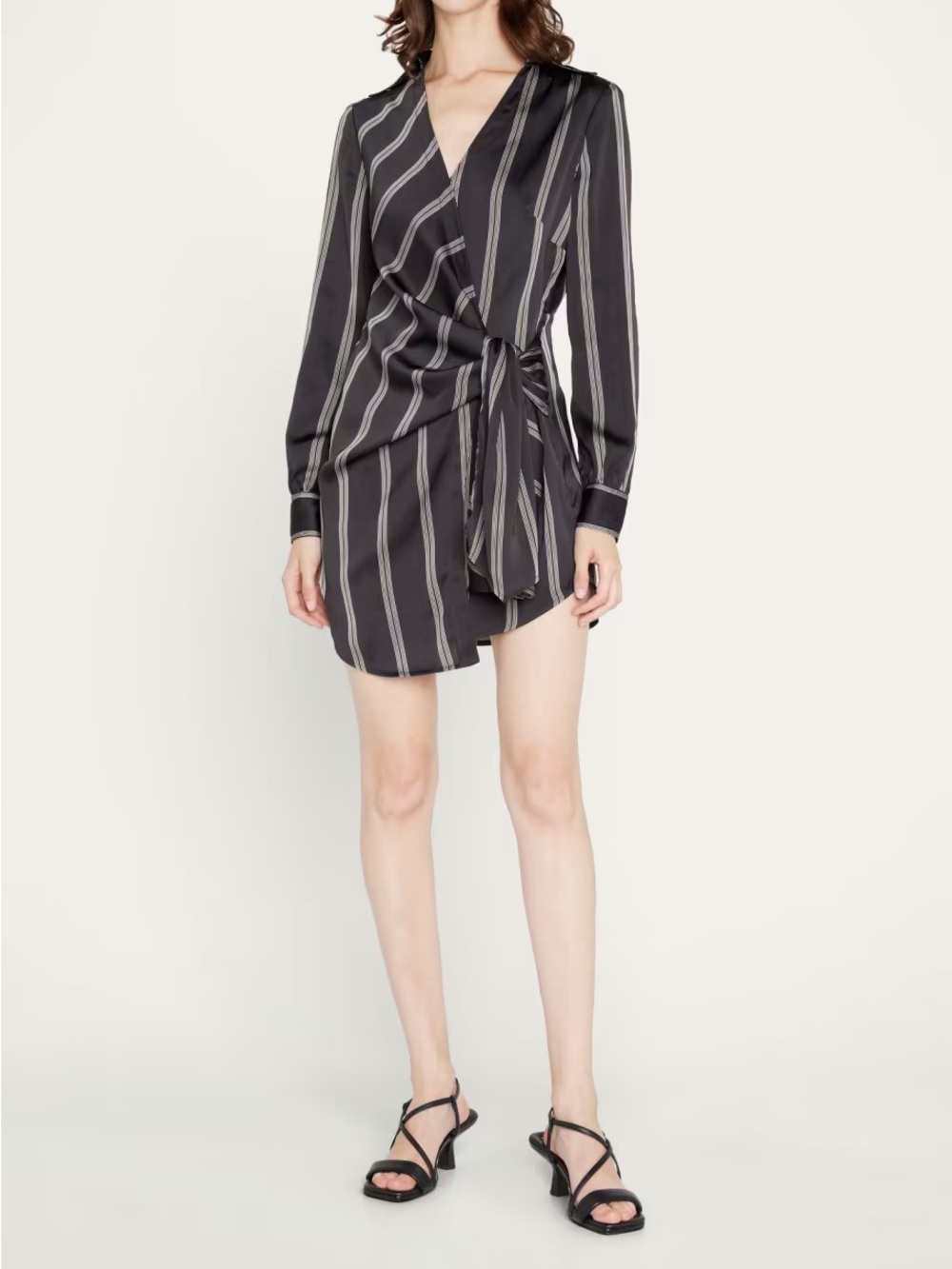 Jonathan Simkhai Black Striped Wrap Mini Dress